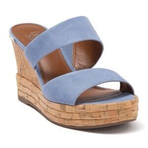 Franco Sarto blue wedge sandals for spring and summer.